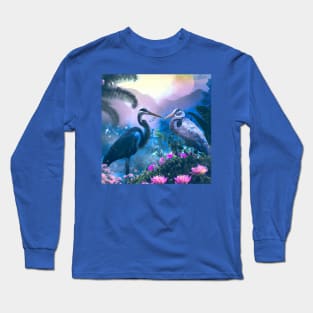 Great Blue Herons in The Tropical Paradise Long Sleeve T-Shirt